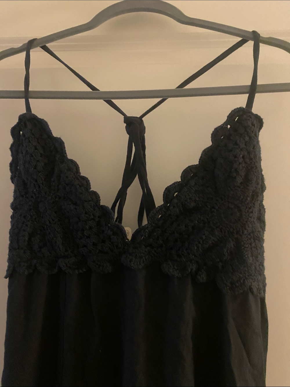 Free People Black Crochet-Trim Cami